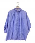BROCANTEブロカント）の古着「リネンギャザーブラウス」｜ブルー