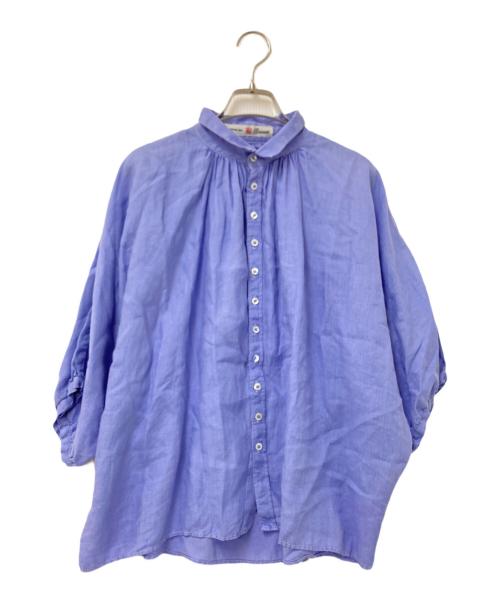 BROCANTE（ブロカント）BROCANTE (ブロカント) リネンギャザーブラウス ブルー サイズ:2の古着・服飾アイテム