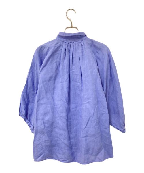 BROCANTE（ブロカント）BROCANTE (ブロカント) リネンギャザーブラウス ブルー サイズ:2の古着・服飾アイテム