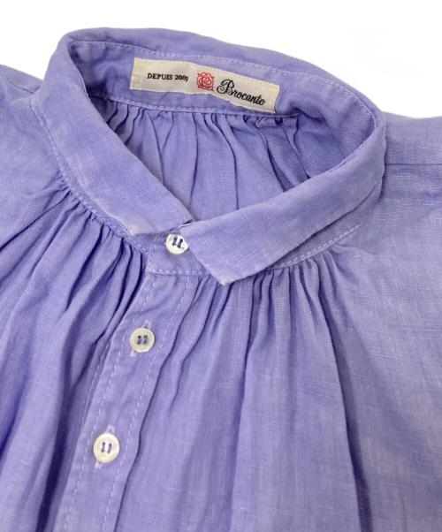 BROCANTE（ブロカント）BROCANTE (ブロカント) リネンギャザーブラウス ブルー サイズ:2の古着・服飾アイテム