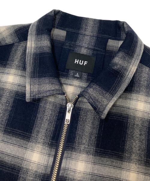 HUF（ハフ）HUF (ハフ) オンブレチェックシャツジャケット ブラック×ホワイト サイズ:Lの古着・服飾アイテム