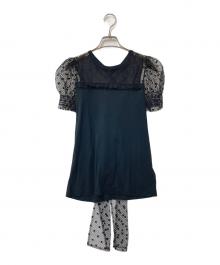 RED VALENTINO（レッドヴァレンティノ）の古着「切替レースブラウス」｜ブラック