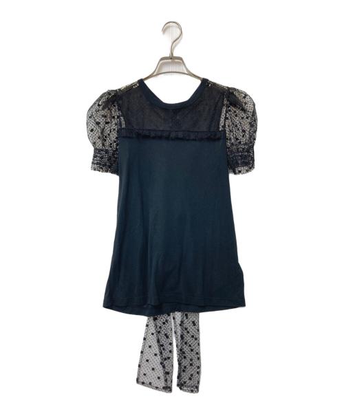 RED VALENTINO（レッドヴァレンティノ）RED VALENTINO (レッドヴァレンティノ) 切替レースブラウス ブラック サイズ:Sの古着・服飾アイテム