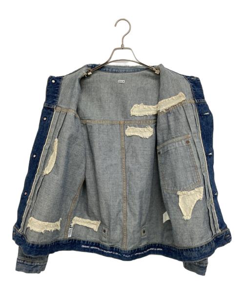 SEQUEL（シークエル）SEQUEL (シークエル) FRAGMENT DESIGN (フラグメントデザイン) DAMAGE DENIM JACKET インディゴ サイズ:Lの古着・服飾アイテム