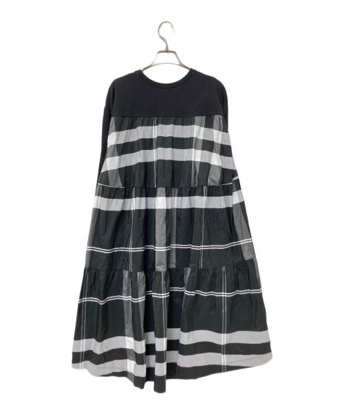 BEARDSLEY（ビアズリー）BEARDSLEY (ビアズリー) 後ろタフタビッグチェックチュニックワンピース ブラック サイズ:Fの古着・服飾アイテム