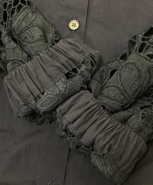BEARDSLEY（ビアズリー）BEARDSLEY (ビアズリー) 袖レースシャツワンピース ネイビーの古着・服飾アイテム