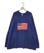 LAND'S ENDランズエンド）の古着「星条旗 ニットセーター」｜ネイビー
