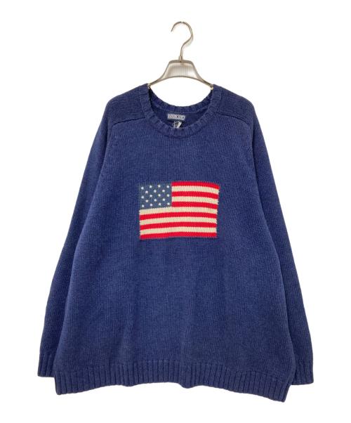 LAND'S END（ランズエンド）LAND'S END (ランズエンド) 星条旗 ニットセーター ネイビー サイズ:下記参照の古着・服飾アイテム
