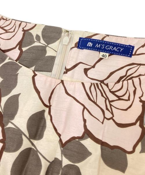 M'S GRACY（エムズグレイシー）M'S GRACY (エムズグレイシー) ノースリーブワンピース ベージュ×ピンク サイズ:40の古着・服飾アイテム