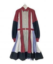 MIDDLA（ミドラ）の古着「ドッキング切替ワンピース」｜レッド×グレー