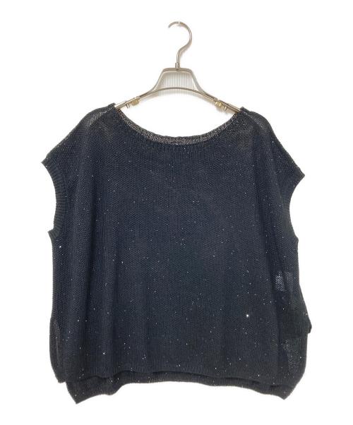 CADUNE（カデュネ）CADUNE (カデュネ) フレンチメッシュニット ブラック サイズ:38の古着・服飾アイテム