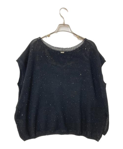 CADUNE（カデュネ）CADUNE (カデュネ) フレンチメッシュニット ブラック サイズ:38の古着・服飾アイテム