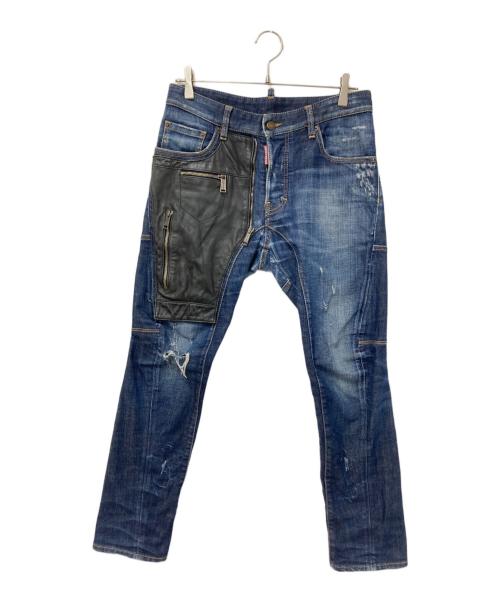 DSQUARED2（ディースクエアード）DSQUARED2 (ディースクエアード) バイカーデニムパンツ インディゴ サイズ:44の古着・服飾アイテム