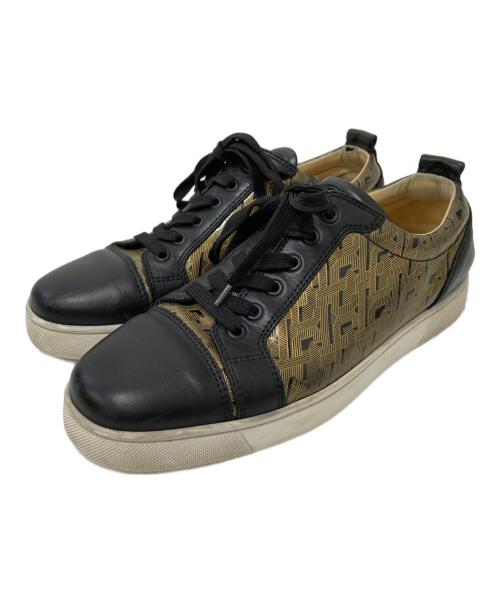 Christian Louboutin（クリスチャン・ルブタン）Christian Louboutin (クリスチャン・ルブタン) フラットパテントレザースニーカー ブラック×ゴールド サイズ:26.0㎝の古着・服飾アイテム