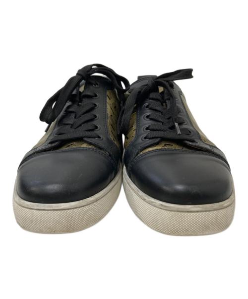 Christian Louboutin（クリスチャン・ルブタン）Christian Louboutin (クリスチャン・ルブタン) フラットパテントレザースニーカー ブラック×ゴールド サイズ:26.0㎝の古着・服飾アイテム