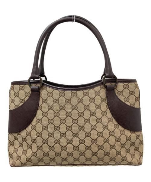 GUCCI（グッチ）GUCCI (グッチ) GGキャンバストートバッグ ブラウン×ベージュ サイズ:下記参照の古着・服飾アイテム