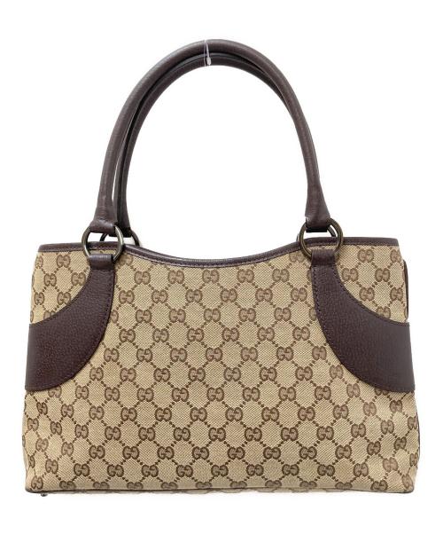 GUCCI（グッチ）GUCCI (グッチ) GGキャンバストートバッグ ブラウン×ベージュ サイズ:下記参照の古着・服飾アイテム
