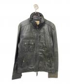 AVIREXアヴィレックス）の古着「シングルライダースジャケット」｜ブラック