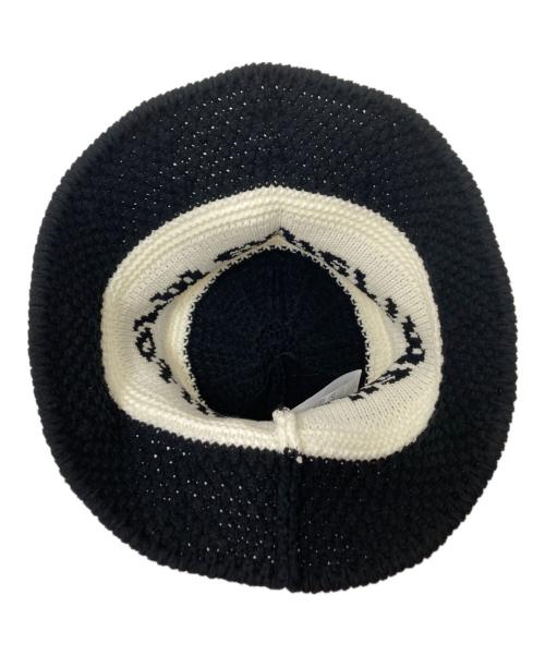 uniform experiment（ユニフォームエクスペリメント）uniform experiment (ユニフォームエクスペリメント) LOGO JACQUARD KNIT HAT ブラック×ホワイト サイズ:下記参照の古着・服飾アイテム