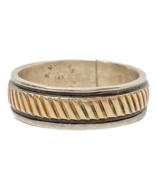 Bruce Morgan（ブルースモーガン）Bruce Morgan (ブルースモーガン) 4Kストライププレーン コンビリング シルバー サイズ:実寸21号の古着・服飾アイテム