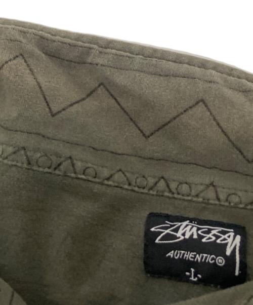 stussy（ステューシー）stussy (ステューシー) 総柄ポロシャツ グレー サイズ:Lの古着・服飾アイテム