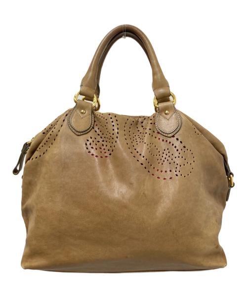 ETRO（エトロ）ETRO (エトロ) パンチングレザーハンドバッグ ブラウン サイズ:下記参照の古着・服飾アイテム