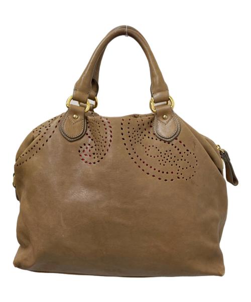 ETRO（エトロ）ETRO (エトロ) パンチングレザーハンドバッグ ブラウン サイズ:下記参照の古着・服飾アイテム