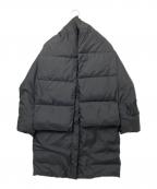 TRUNO by NOISE MAKERトルノバイノイズメーカー）の古着「ストール付ノーカラーダウンコート」｜ブラック