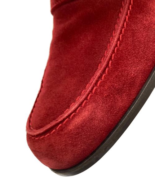 JIMMY CHOO（ジミーチュウ）JIMMY CHOO (ジミーチュウ) スウェードコインローファー レッド サイズ:41の古着・服飾アイテム