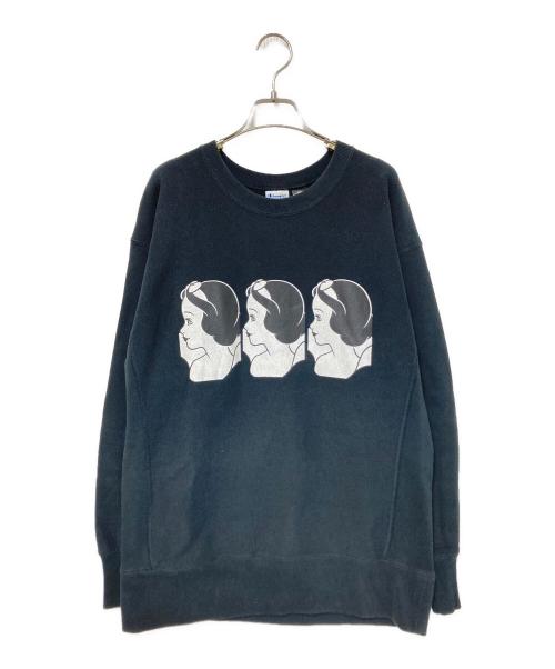 Champion（チャンピオン）Champion (チャンピオン) DISNEY (ディズニー) クルーネックスウェット ブラック×ホワイト サイズ:Lの古着・服飾アイテム