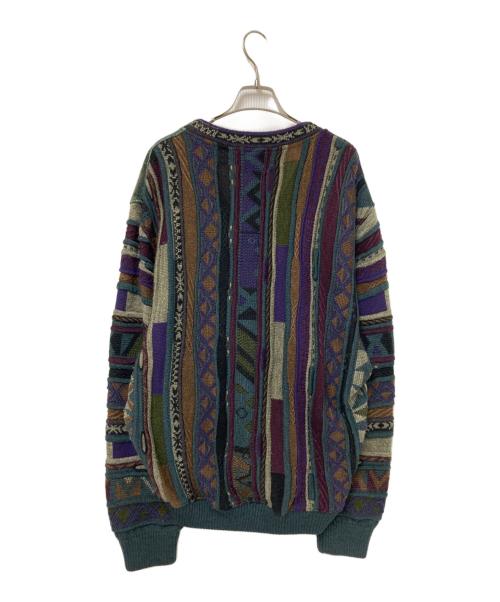 TOSANI（トサニ）TOSANI (トサニ) スウェード切替Vネック3Dニット マルチカラー サイズ:Lの古着・服飾アイテム