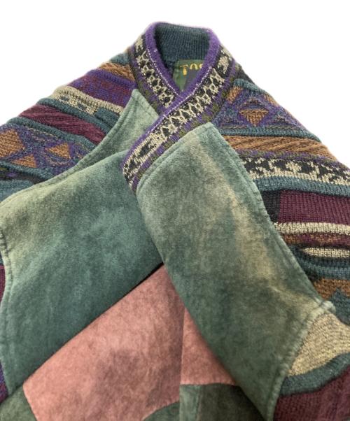 TOSANI（トサニ）TOSANI (トサニ) スウェード切替Vネック3Dニット マルチカラー サイズ:Lの古着・服飾アイテム