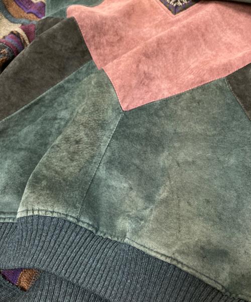 TOSANI（トサニ）TOSANI (トサニ) スウェード切替Vネック3Dニット マルチカラー サイズ:Lの古着・服飾アイテム