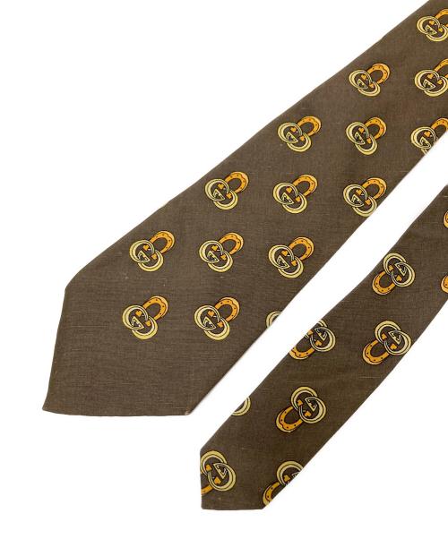 GUCCI（グッチ）GUCCI (グッチ) シルクネクタイ ブラウン サイズ:イタリアの古着・服飾アイテム