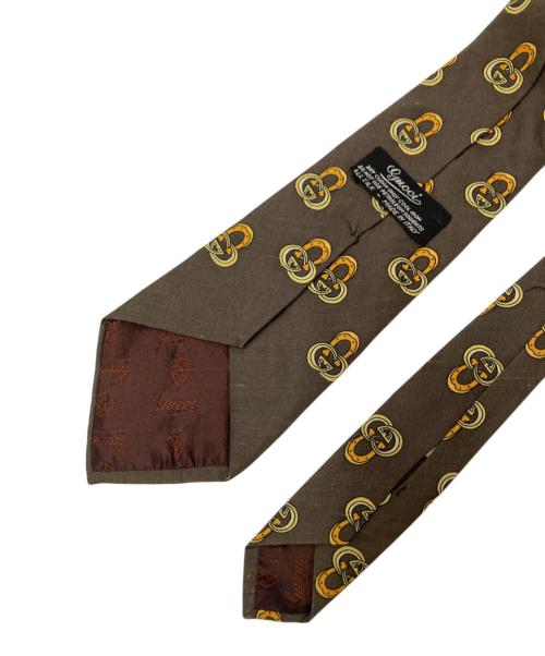 GUCCI（グッチ）GUCCI (グッチ) シルクネクタイ ブラウン サイズ:イタリアの古着・服飾アイテム