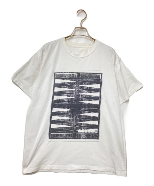 MM6 Maison Margiela（エムエムシックスメゾンマルジェラ）MM6 Maison Margiela (エムエムシックスメゾンマルジェラ) BACKGAMMON PRINTED TEE ホワイト×ブラック サイズ:XSの古着・服飾アイテム