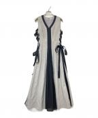 Snidelスナイデル）の古着「サイドプリーツバイカラーワンピ」｜グレー