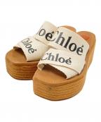 Chloeクロエ）の古着「WOODYウェッジエスパドリーユ」｜アイボリー×ブラウン