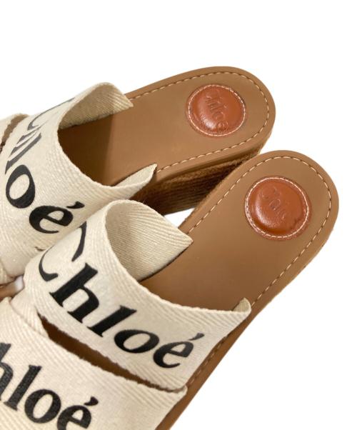 Chloe（クロエ）Chloe (クロエ) WOODYウェッジエスパドリーユ アイボリー×ブラウン サイズ:37の古着・服飾アイテム