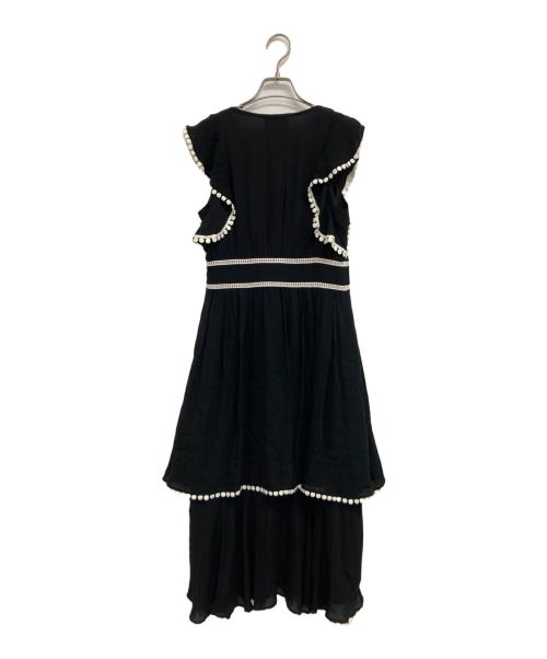 Kate Spade（ケイトスペード）Kate Spade (ケイトスペード) フリルノースリーブワンピース ブラック サイズ:4の古着・服飾アイテム