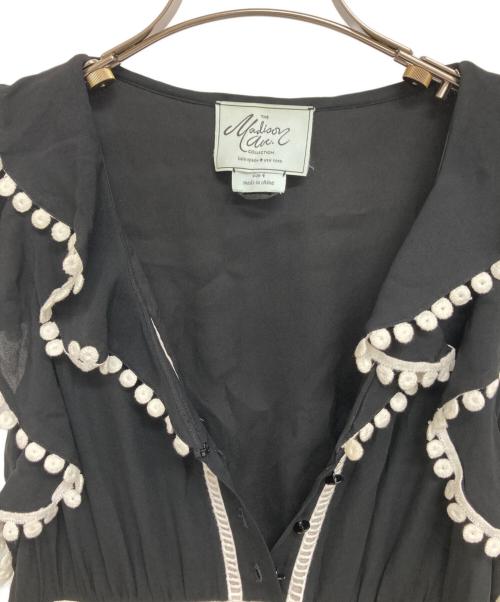 Kate Spade（ケイトスペード）Kate Spade (ケイトスペード) フリルノースリーブワンピース ブラック サイズ:4の古着・服飾アイテム