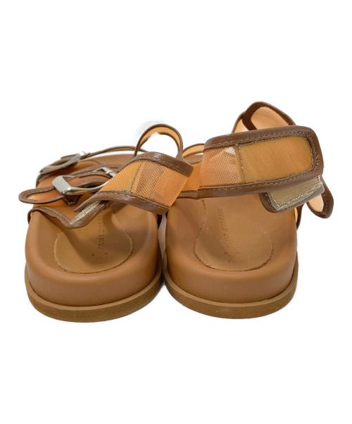 FABIO RUSCONI（ファビオルスコーニ）FABIO RUSCONI (ファビオルスコーニ) チュールダブルベルトサンダル ブラウン サイズ:37の古着・服飾アイテム