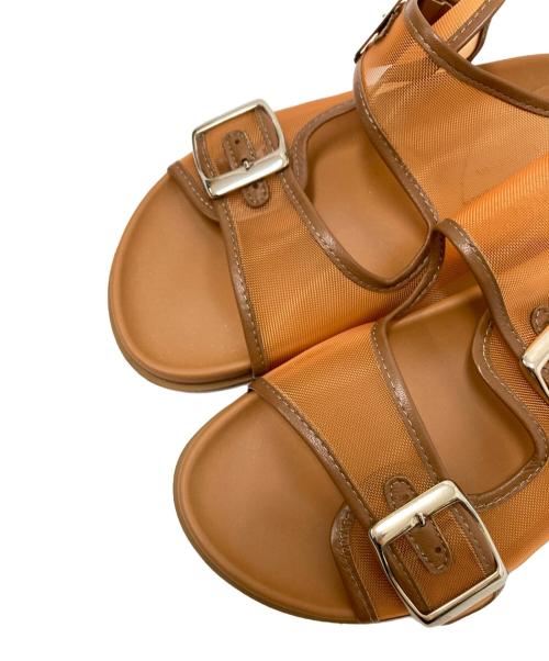 FABIO RUSCONI（ファビオルスコーニ）FABIO RUSCONI (ファビオルスコーニ) チュールダブルベルトサンダル ブラウン サイズ:37の古着・服飾アイテム