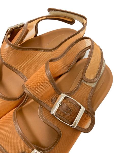 FABIO RUSCONI（ファビオルスコーニ）FABIO RUSCONI (ファビオルスコーニ) チュールダブルベルトサンダル ブラウン サイズ:37の古着・服飾アイテム
