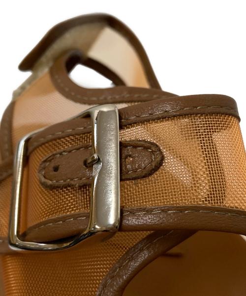 FABIO RUSCONI（ファビオルスコーニ）FABIO RUSCONI (ファビオルスコーニ) チュールダブルベルトサンダル ブラウン サイズ:37の古着・服飾アイテム