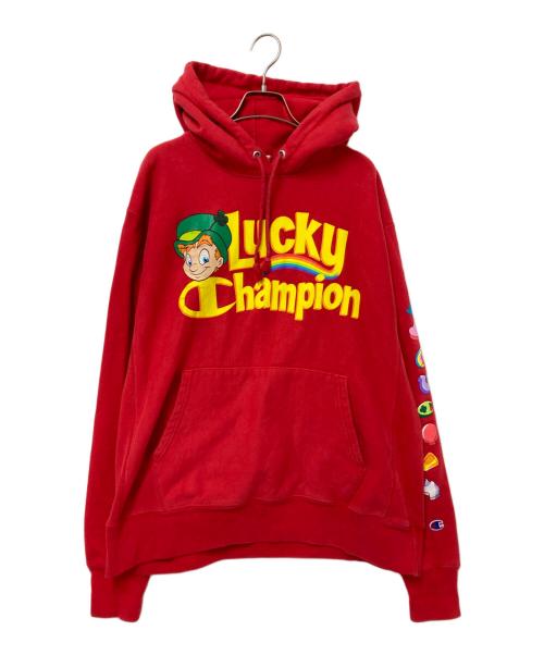 Champion REVERSE WEAVE（チャンピオン リバース ウィーブ）Champion REVERSE WEAVE (チャンピオン リバース ウィーブ) プリントパーカー レッド サイズ:2XLの古着・服飾アイテム