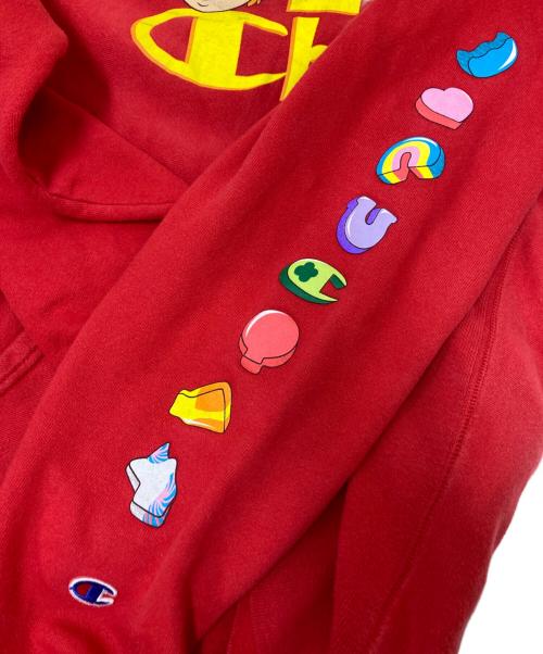 Champion REVERSE WEAVE（チャンピオン リバース ウィーブ）Champion REVERSE WEAVE (チャンピオン リバース ウィーブ) プリントパーカー レッド サイズ:2XLの古着・服飾アイテム