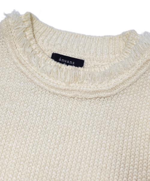 anuans（アニュアンス）anuans (アニュアンス) ブラッシュツイードニットワンピース アイボリー サイズ:Sの古着・服飾アイテム