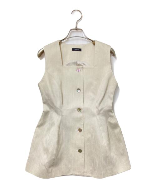 anuans（アニュアンス）anuans (アニュアンス) バンピーストライプジャガードぺプラムブラウス ホワイト サイズ:Fの古着・服飾アイテム