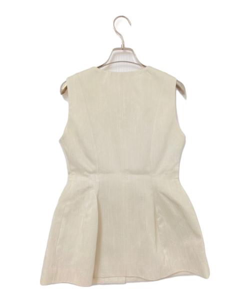 anuans（アニュアンス）anuans (アニュアンス) バンピーストライプジャガードぺプラムブラウス ホワイト サイズ:Fの古着・服飾アイテム